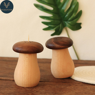 Japanese Mushroom Toothpick Box Home Creative Cute Black Walnut Toothpick Jar Desktop Restaurant Wooden Toothpick Tube