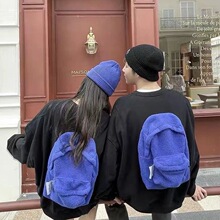 小众设计感oversize假装背书包加绒卫衣男女情侣宽松圆领套头上衣