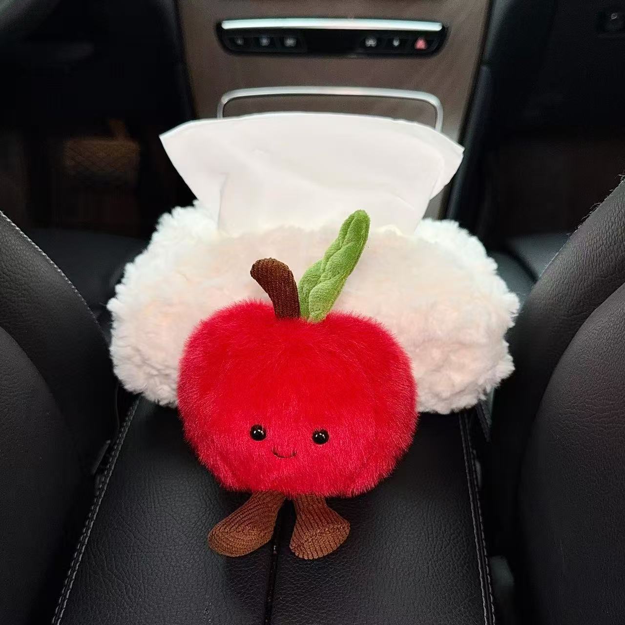 Cute Apple-shaped car tissue box cover for armrest box, creative car tissue box, car tissue pack, cross-border