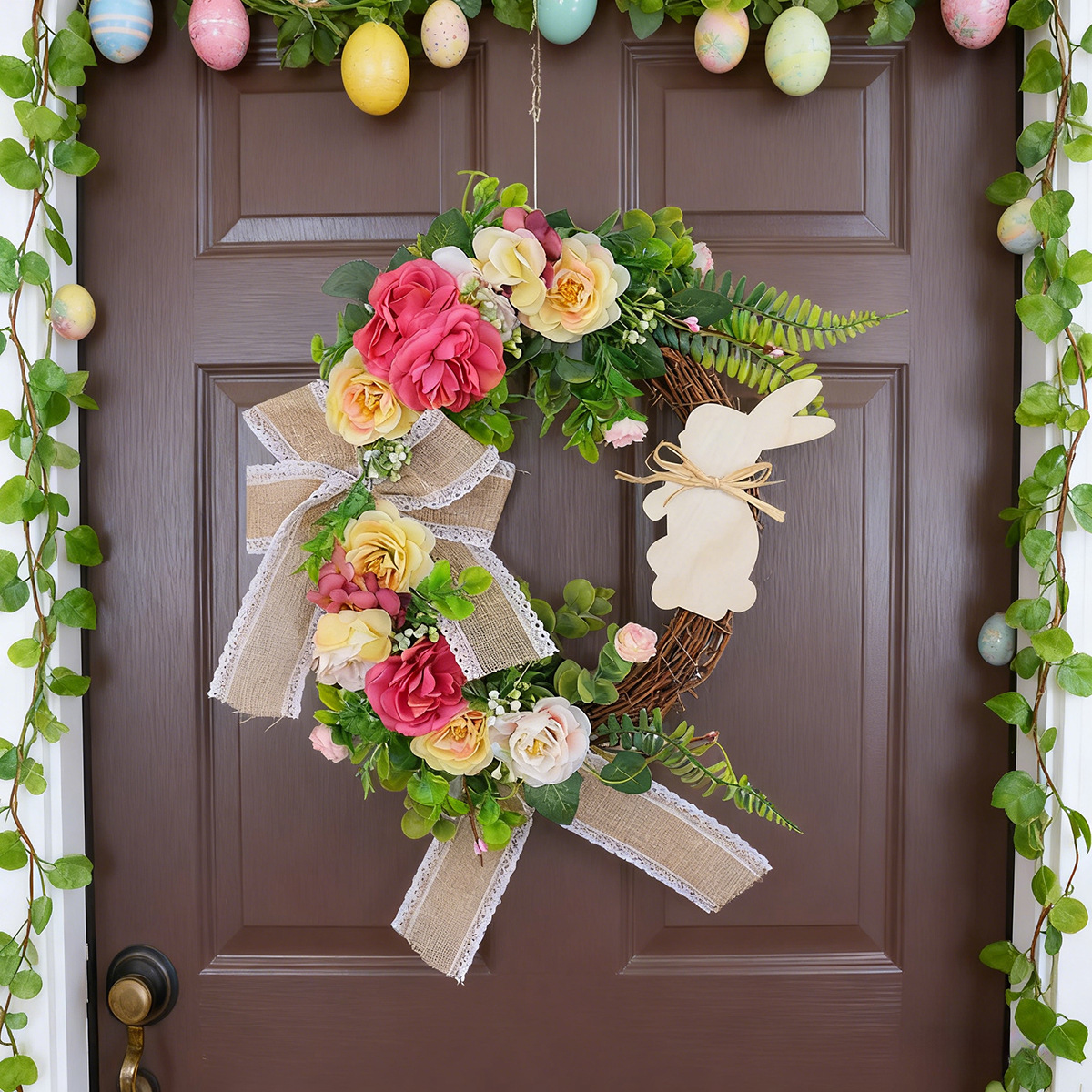 Hong Kong amor nuevo conejo de Pascua Garland casa simulación planta ratán anillo Garland partido decoración puerta colgando Accesorios