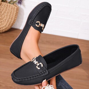 B 18027 Soft Sole Metal Loafer Flat Shoes ��a���e����Ь