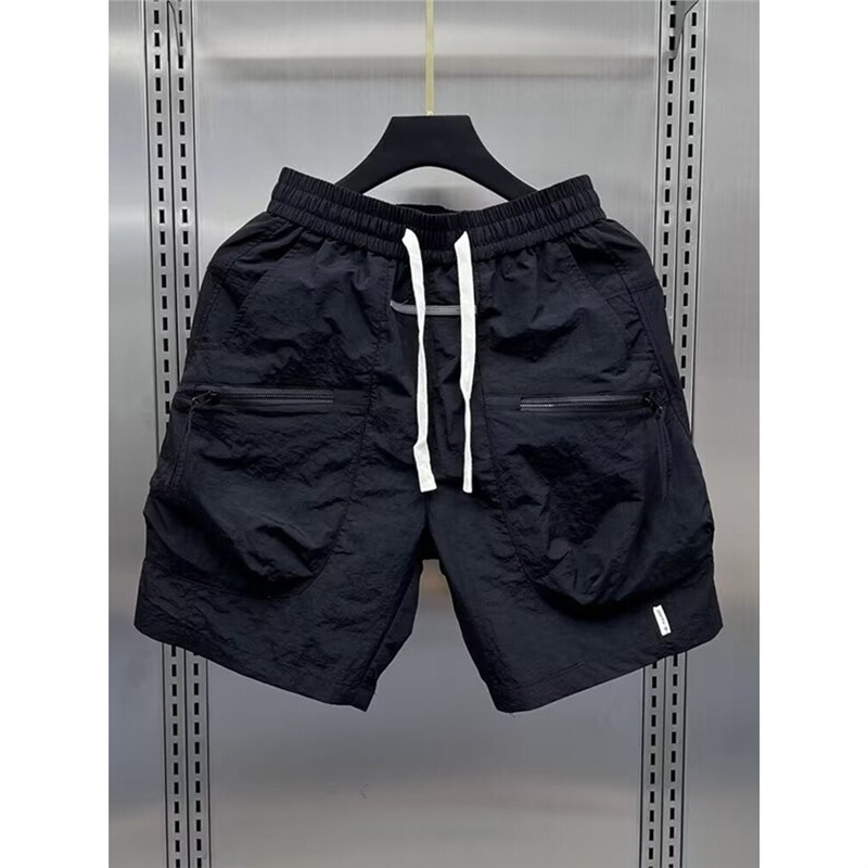 Summer 2024 New Loose Cargo Shorts for Men, Multi-Pocket Thin Solid Color Five-Point Casual Trendy Sports Shorts