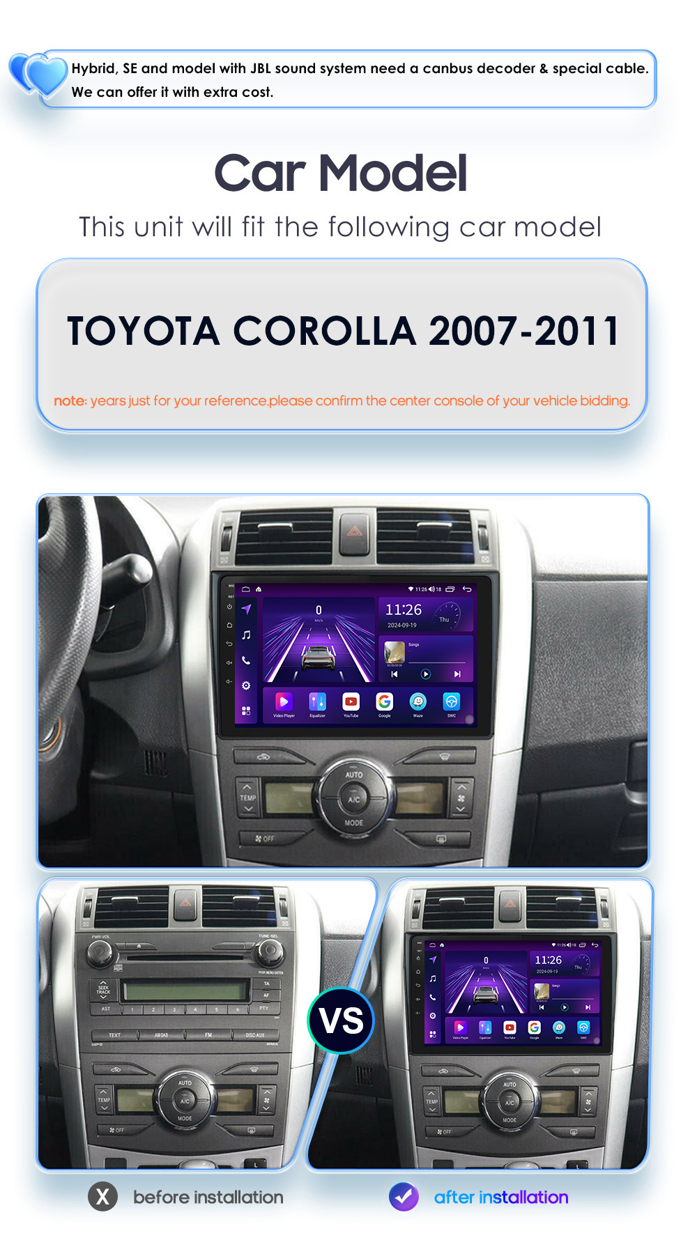Android Navigation Is Suitable for 07-11 Toyota Corolla Navigator Car Mp5 Player All-In-One Gps