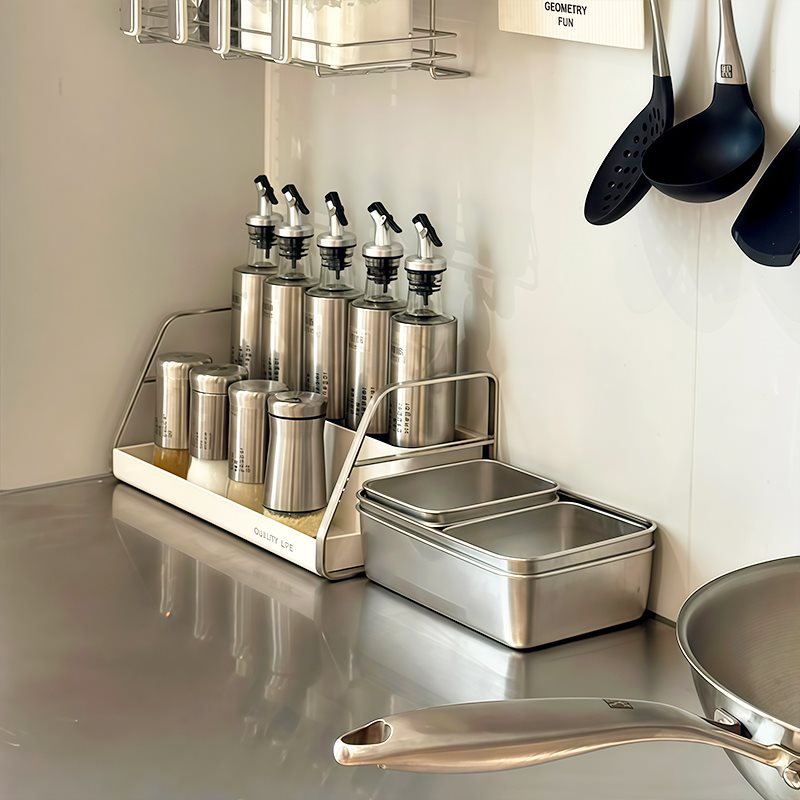 厨房调料品置物架台面多层收纳架家用多功能不锈钢油盐酱醋收纳