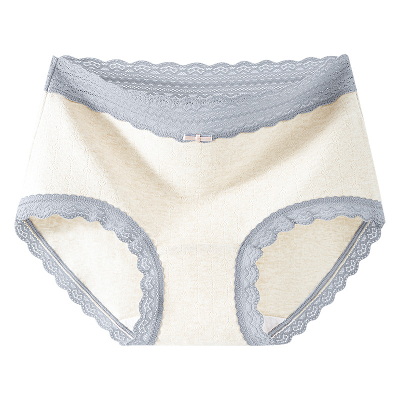Un tipo de ropa interior de algodón de color de contraste de encaje de algodón para bebés entrepierna de algodón 10A entrepierna antibacteriana transpirable calzoncillos de mujer