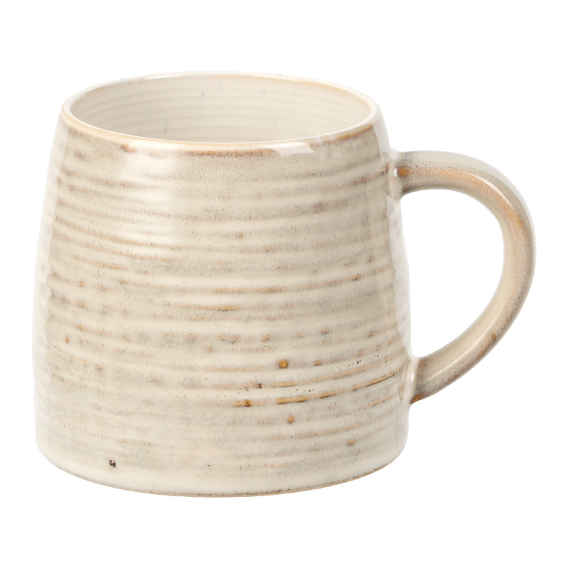 Taza de cerámica retro japonesa Taza de avena con leche para el hogar Taza para beber Taza de fondo ancho Taza de café de gran capacidad