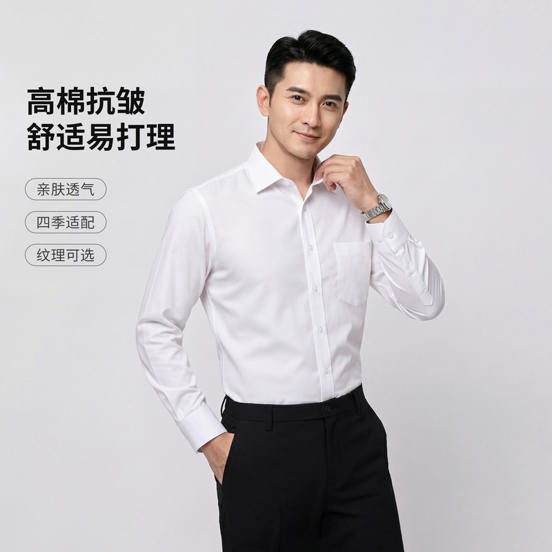 Xb1500M Men's High-Cotton Anti-Wrinkle Shirt Corporate Workwear Pocket Shirt Factory Store Uniform Custom Logo