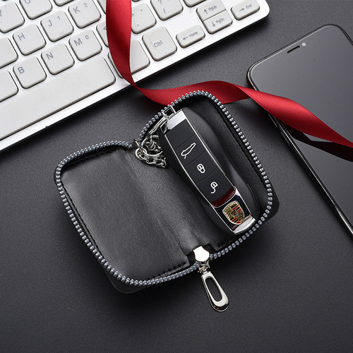 Diamond grid multi-functional key pouch car zipper large capacity universal men's hand-held home key lock pouch storage case