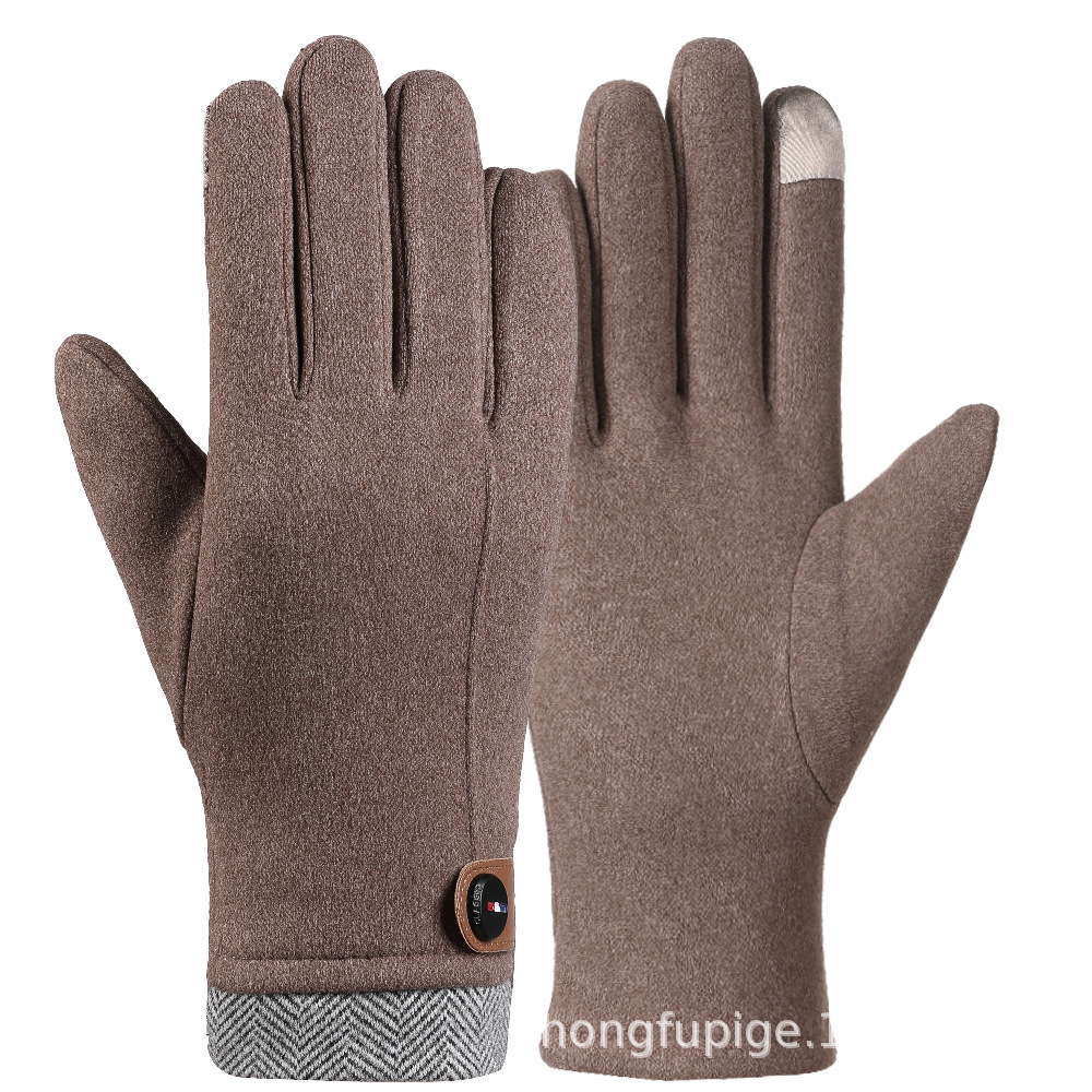 Guantes calientes hombres y mujeres invierno conejo terciopelo forro polar engrosado al aire libre equitación a prueba de frío tres líneas guantes de pantalla táctil