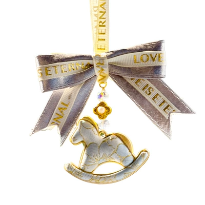 Rearview Mirror Decoration Hanging Ornament, Car hanging - bow-song-brocade-rocking-horse-pendant-gray