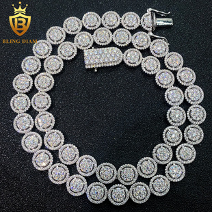 Europe and the United States cross-border hot selling new 10mmS925 silver set moissanite Cuban chain necklace bracelet wholesale