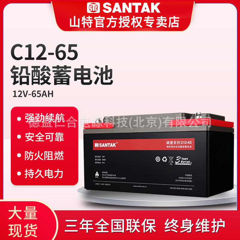 山特 蓄电池 C12-65/12V65AH 铅酸蓄电池免维护UPS不间断电源电池