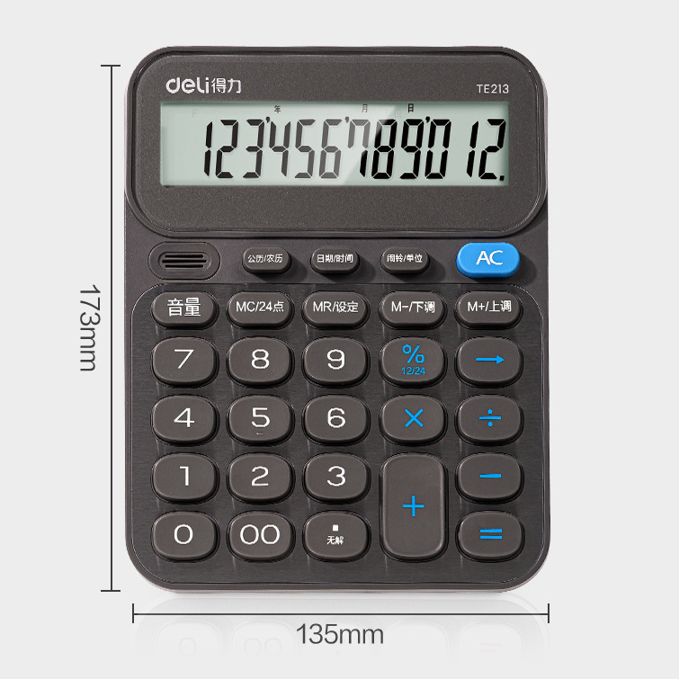 Calculadora de voz TE213 / TE214 Estudiantes para aprender oficina financiera Calculadora de 12 dígitos comúnmente utilizada