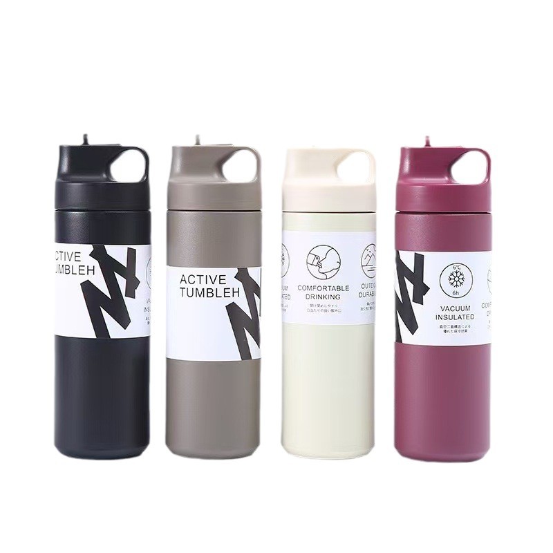 Amazon japonés elemento taza 304 taza de acero inoxidable doble vacío taza de paja boca de pato taza al por mayor