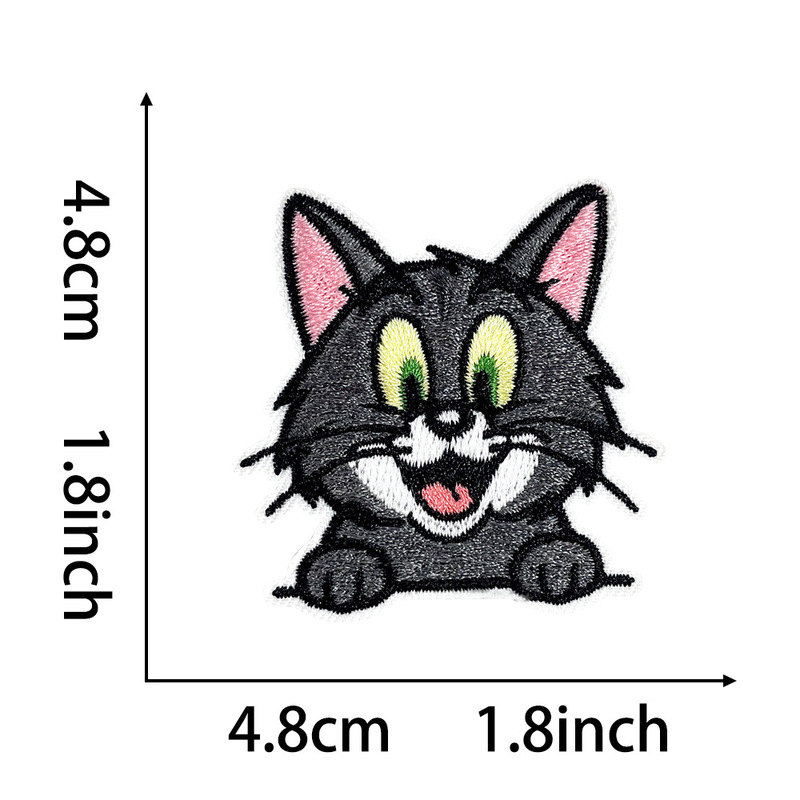 かわいい猫の刺繍布ステッカー、オレンジ猫、三色猫、黒猫など、かわいい表情の粘着アイロン接着パッチ|undefined