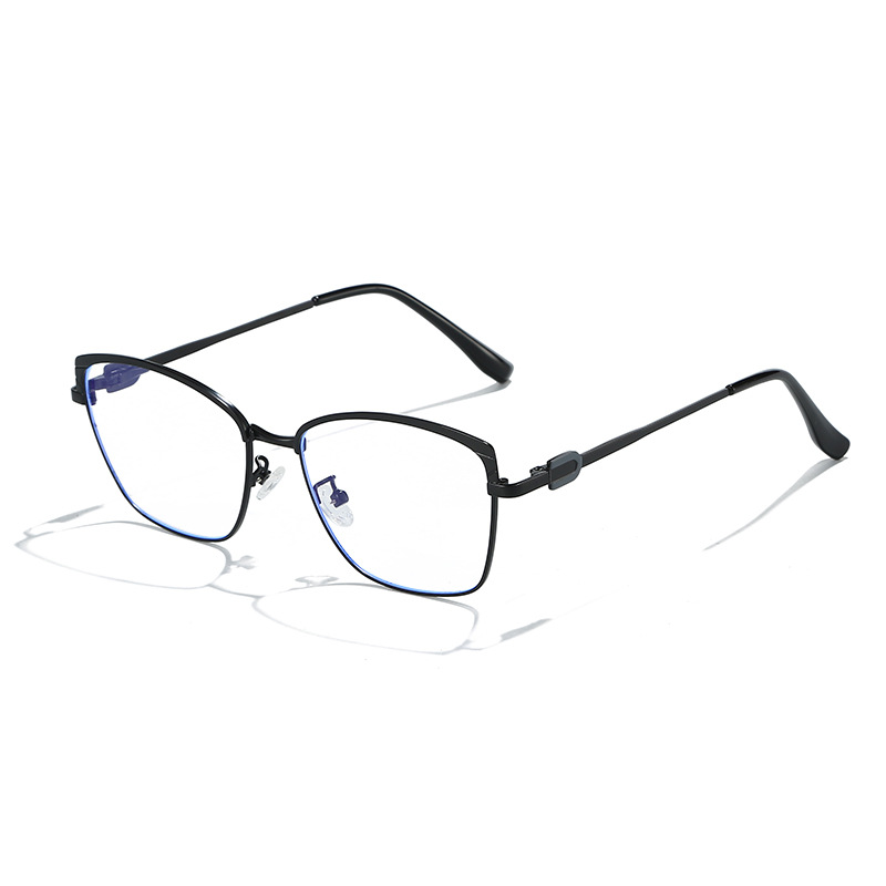 Trendige Damenbrille ohne Sehstärke, photochrome Gläser, Blaulichtfilter, Retro-Metallrahmen_voghion.com