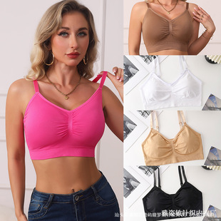 2025 European and American Cross-Border Large Size Sports Bra Amazon Best Selling Thin Wire-Free Push-Up Bra Yoga Bra