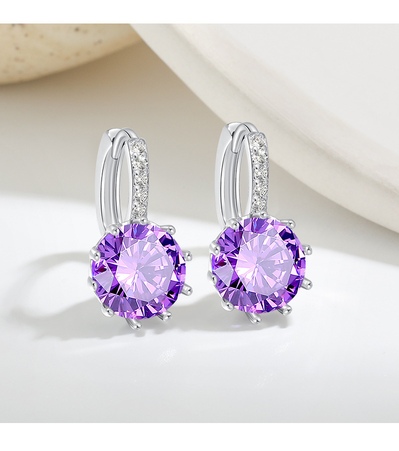 1 Pair Quantity 1 Pair Shiny Round Inlay Copper Zircon Earrings