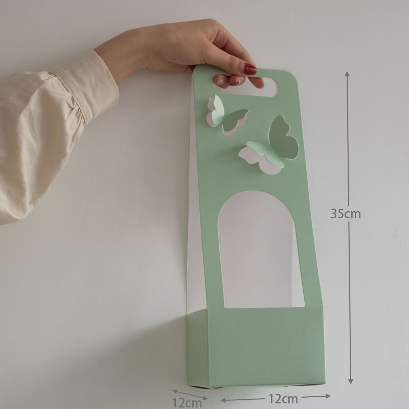 Bolso de la flor del Día de San Valentín DIY arreglo floral bolsa canasta de flores portátil caja de flores de mariposa de papel fresco floral caja de flores portátil