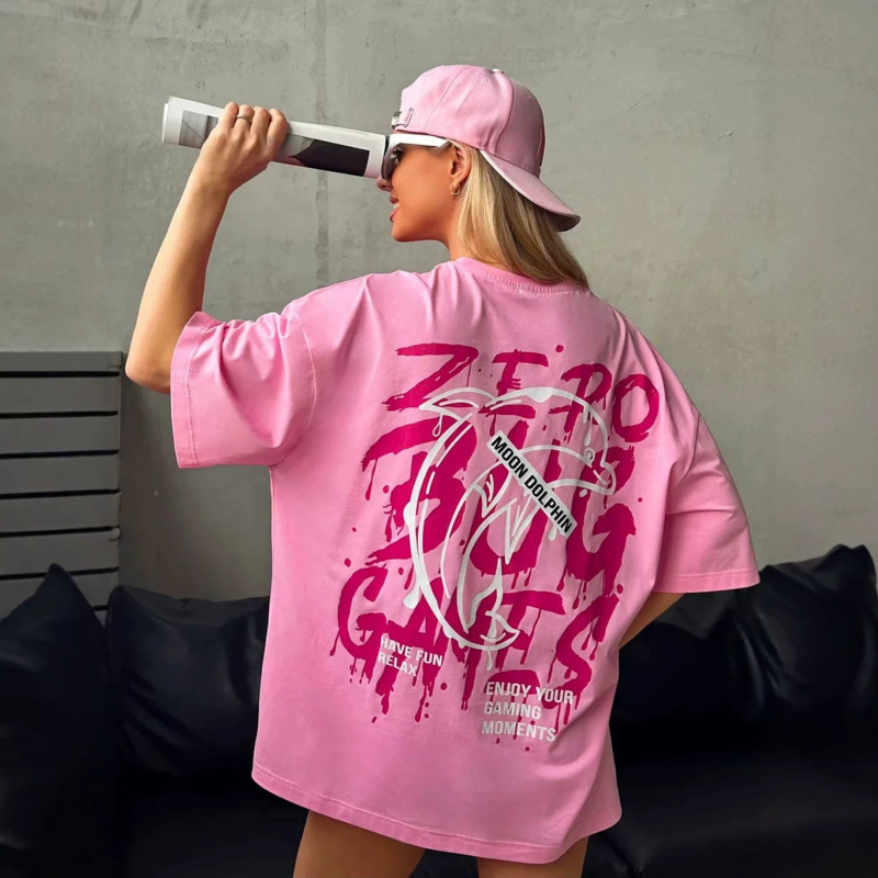 High-Quality 220g American-Style Printed T-Shirt, Summer Loose Top, Casual Color-Blocking Versatile Plus Size 120kg Loose Cotton