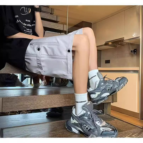 Selected Summer Trend Brand Waterproof Quick-Dry Work Short Pants Men Black American Casual Loose Five-Finger Pants