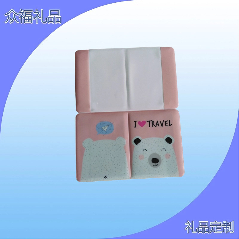 定制 PVC柯式印刷光胶电压卡通护照套 可印LOGO飞机证件护照夹套