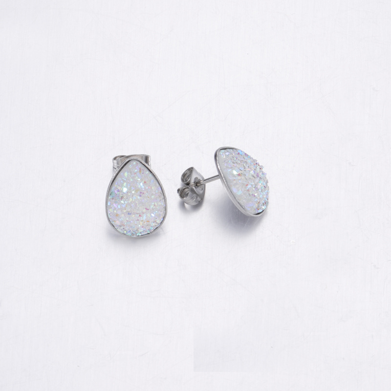 Fashion Water Droplets Stainless Steel Resin Stoving Varnish Womenu0027S Ear Studs 1 Pair