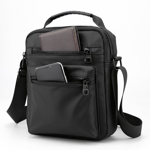Cross-border new men's shoulder bag casual shoulder sports bag men's trendy solid color Oxford cloth crossbody bag men's wholesale