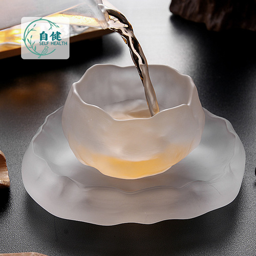 Japanese style frozen burning first snow gradient pink god cup master cup ladies tea set tea cup handmade glass tea set