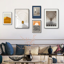 客厅装饰画北欧文艺组合沙发背景墙挂画现代简约公寓民宿酒店壁画