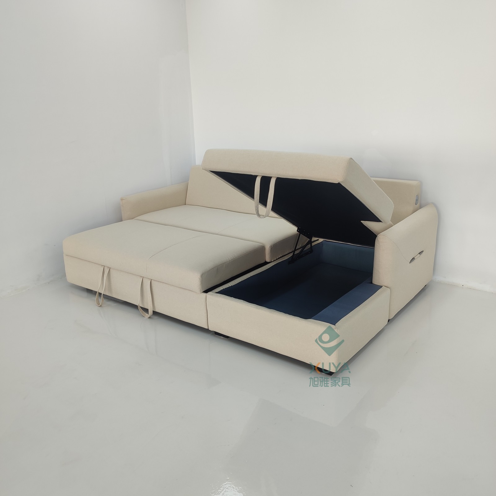 Sofá cama multifuncional moderna simple, sala de estar tipo pequeño, sofá cama de doble propósito desmontable, combinación de almacenamiento VIP image 3