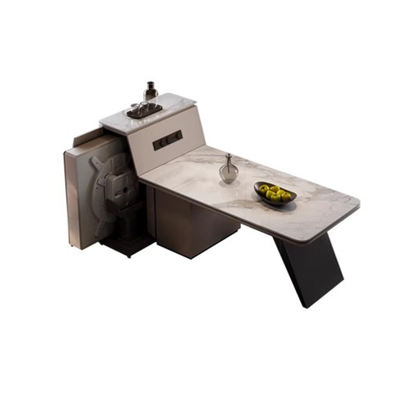 Mesa de mahjong mesa de isla de losa de roca mesa de comedor de una pieza de madera maciza moderna de lujo ligero para el hogar máquina de mahjong plegable de alta gama automática