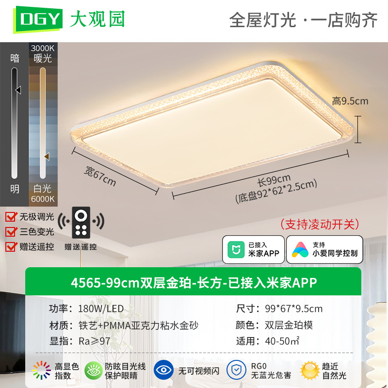 Gran vista jardín lámpara de sala de estar lámpara de protección de ojos lujoso moderno simple nuevo ambiente comedor dormitorio lámpara de techo 357L
