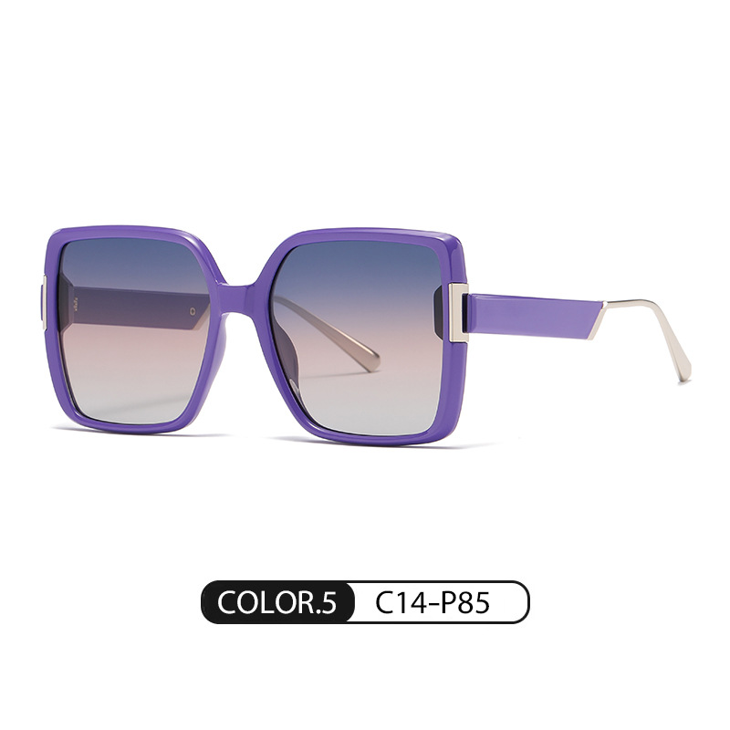 En stock nuevas gafas de sol polarizadas TJ718 moda calle tiro cuadrado gafas grandes marco adelgazante TR gafas de sol de mujer