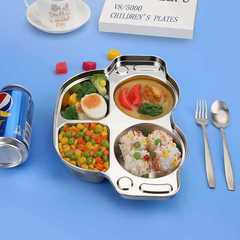 兒童餐盤分格盤316不鏽鋼小汽車寶寶分隔餐具學生飯盤男女孩餐盤