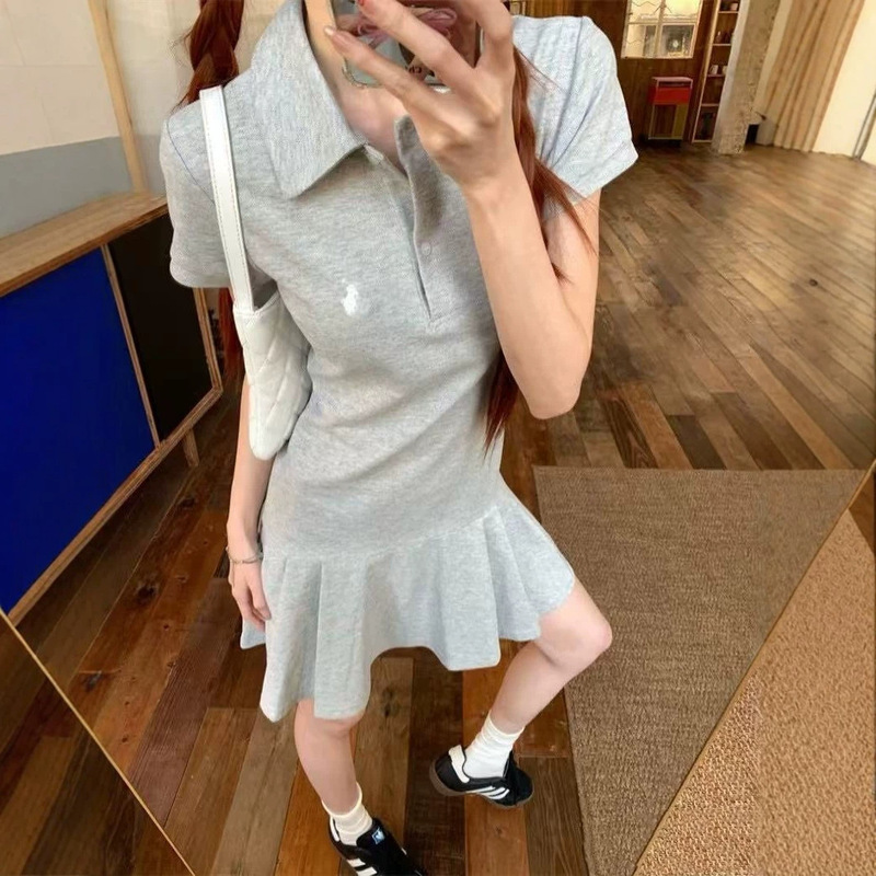 Original High-Quality Rl Ralph Golf Skirt with a Polo Collar, Slim-Fit Short Skirt, Youthful and Age-Reducing Versatile Dress for Summer