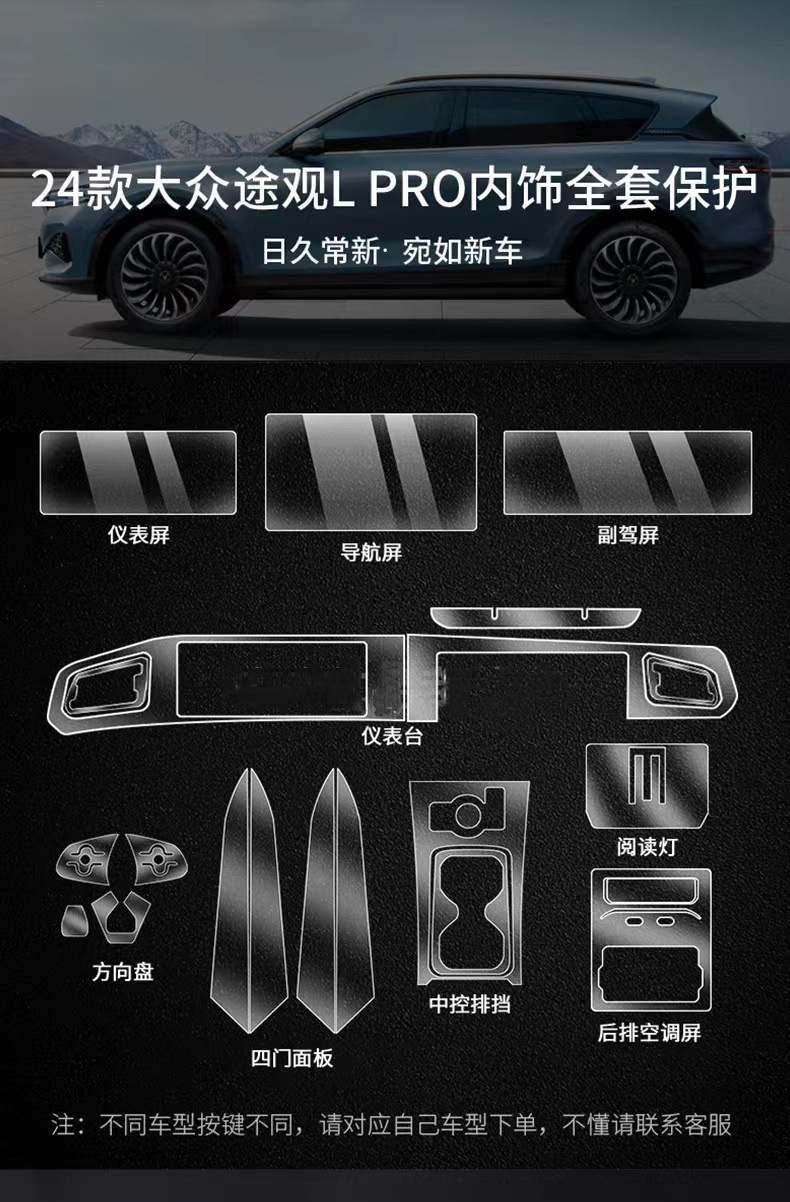 Suitable for Tiguan Lpro Navigation Screen Protector, Central Control Screen Interior Film Modification, Interior Decoration