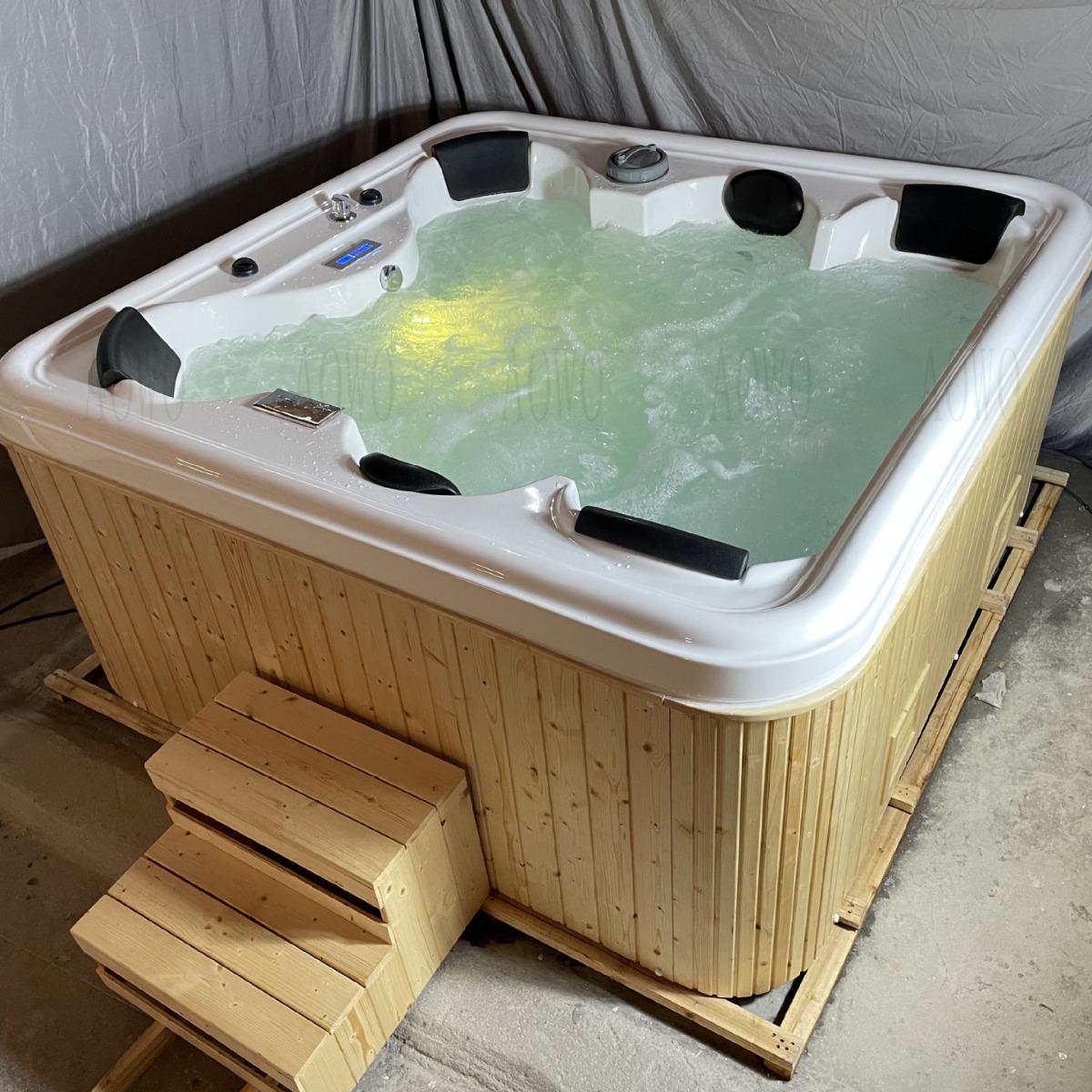 Catarata acrílica al aire libre masaje bañera de surf spa spa6 personas temperatura constante inteligente jacuzzi al aire libre