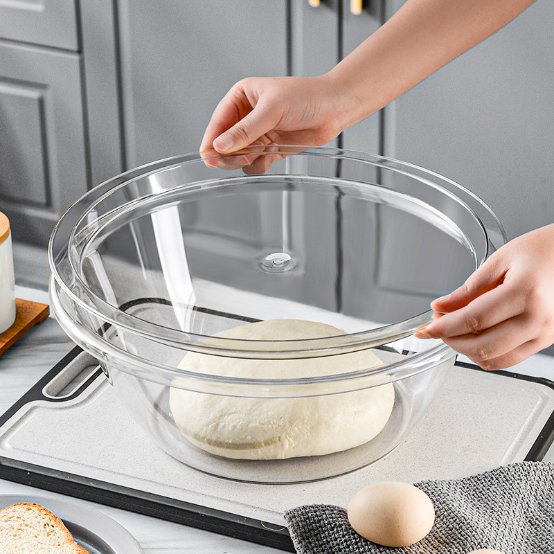 Mixing bowl for household food grade large size with cover non-stick transparent dough mixing bowl, egg mixing bowl, salad mixing bowl