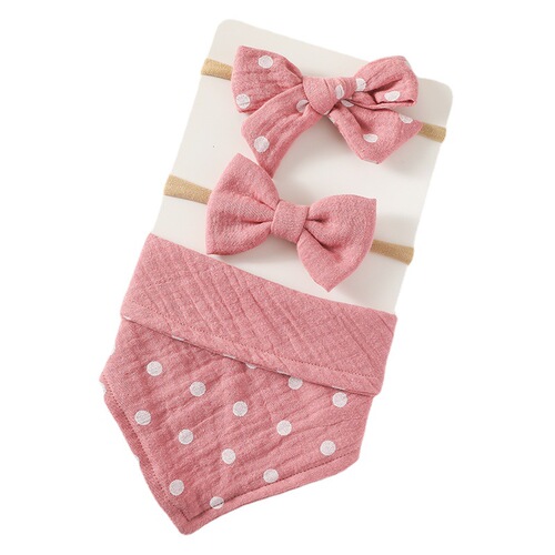 European and American best-selling baby saliva towel nylon headband set newborn cotton printed bow soft hairband