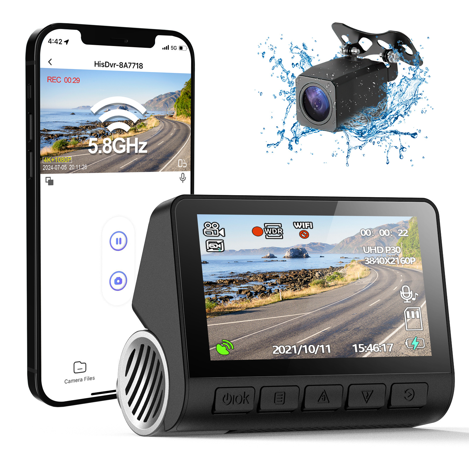 V55 Dashcam 4K Dachcam Wifi Mobile Phone Interconnection Cross-Border High-Definition Dashcam