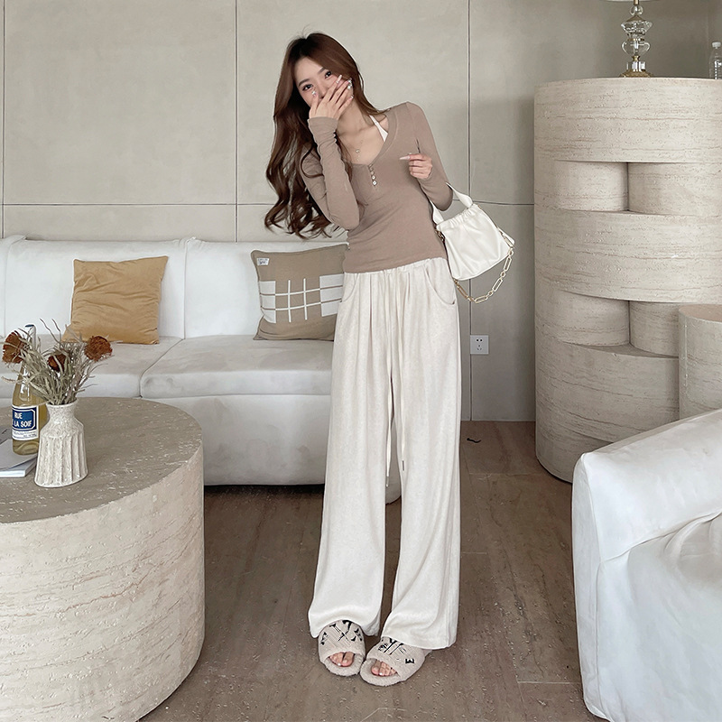 Slow rhythm comfortable pants ~ lazy style draping casual mopping pants for women autumn and winter New