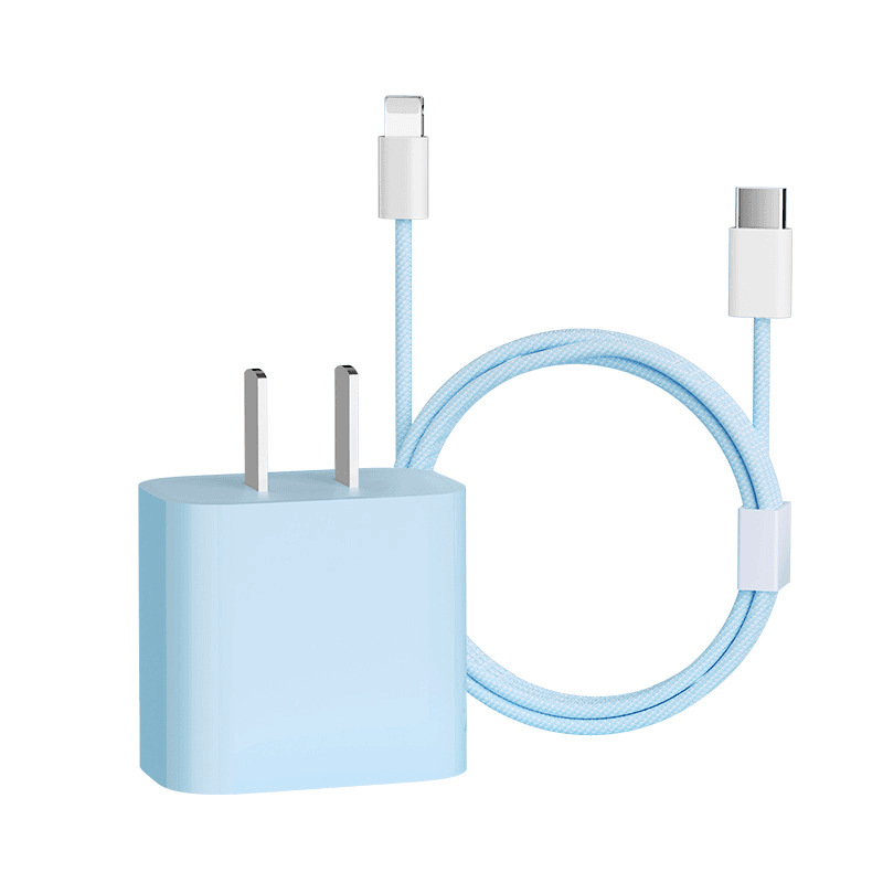 Transfronterizo PD20W / 30W cabeza de carga rápida para Apple cargador trenzado doble cable de datos c color macarón cabeza única