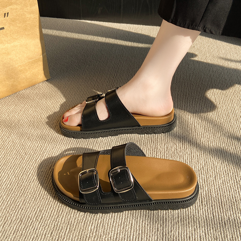 Scarpe da donna aperte con un cinturino, ciabatte con suola spessa, sandali estivi alla moda, comodi e antiscivolo._voghion.com