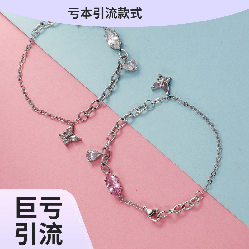 Fashion Korean style platinum zircon bracelet love pendant foreign trade hot selling women's elegant all-match bracelet