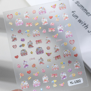 Cute children's fun cartoon nail art stickers 5D relief three-dimensional cartoon children's nail stickers jewelry mixed YL