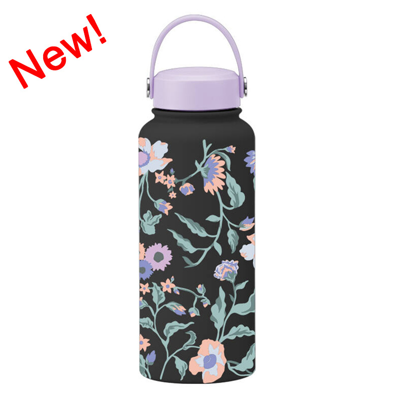 Nueva Botella de Agua Deportiva Aislada de 1 Litro, Boca Ancha, Portátil, al Vacío, para Exteriores, con Estampado, para Mujer, 2026