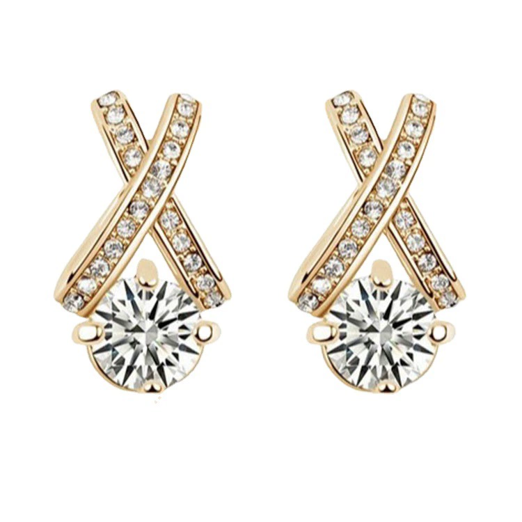 Sophisticated hypoallergenic zirconium, earrings, simple and elegant design, Korean style, bright catchy style