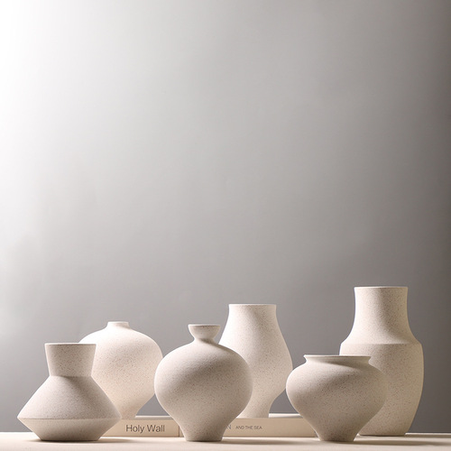 Nordic minimalist ceramic vase sample room creative frosted dot floral arrangement decoration item Bo Gua Jia object display piece modern