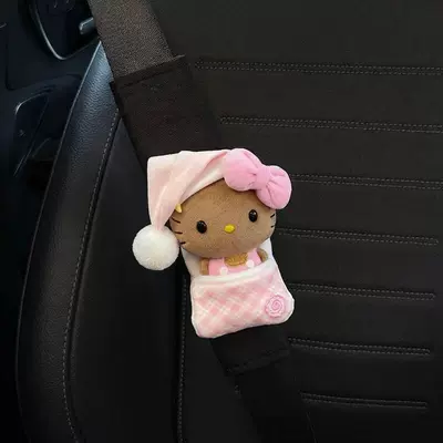 Seat belt shoulder pad – for Women, Cute and Soft - pink-nightcap-sleeping-bag-pink-doudou-eyes-kt-standard